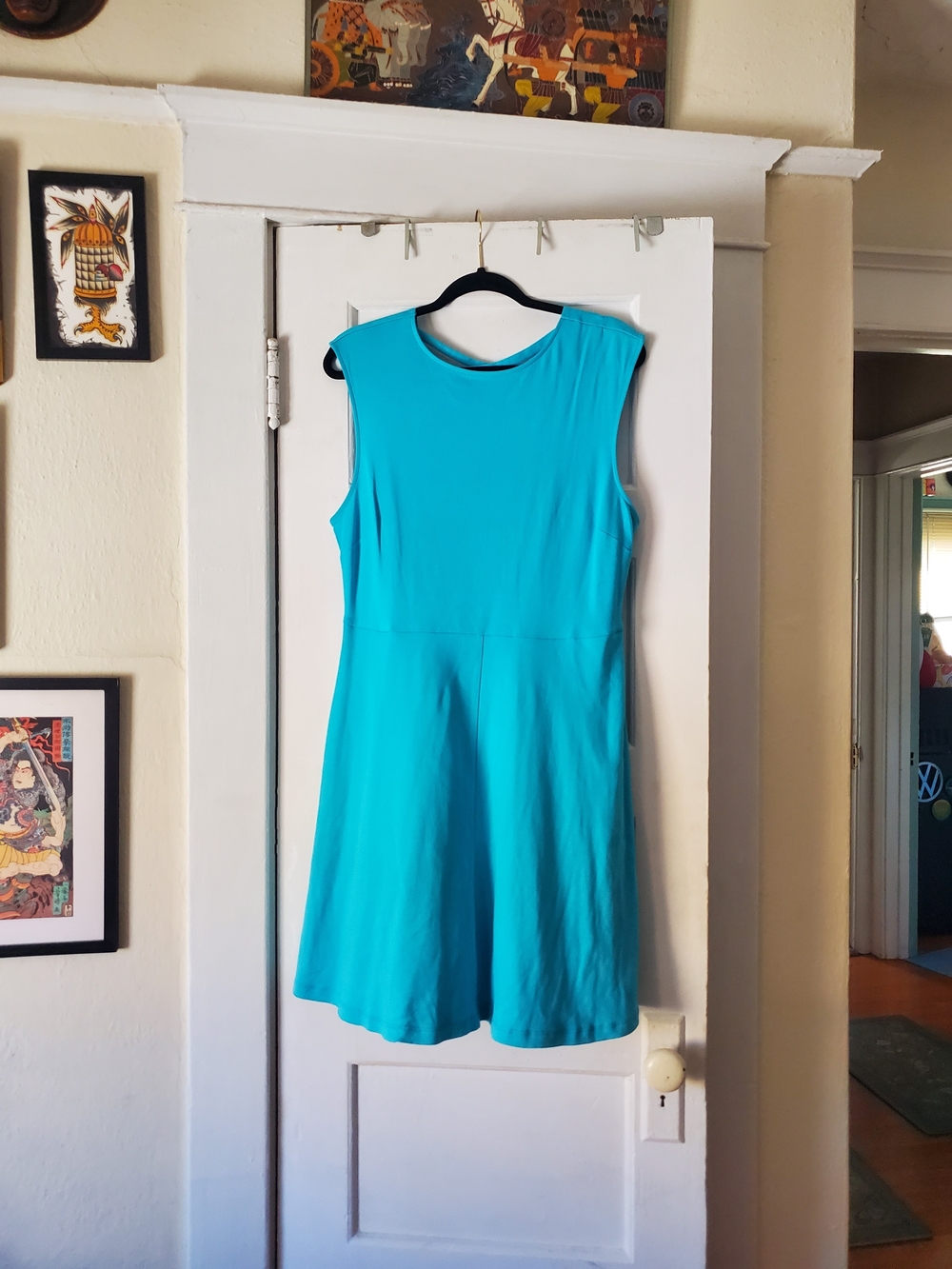 New York & Company Teal Skater Dress